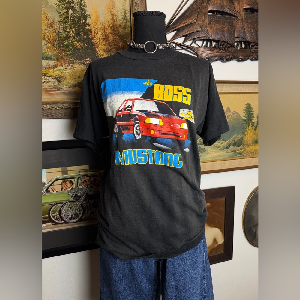 Original 90s Ford Fox Body Mustang T-Shirt "The Boss Is Back" Alore Tag Size M
